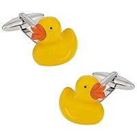 Mens Funny Rubber Ducky Duck Cufflinks Bathtime Bath Cuff Links Baby with Travel Presentation Gift Box in Yellow