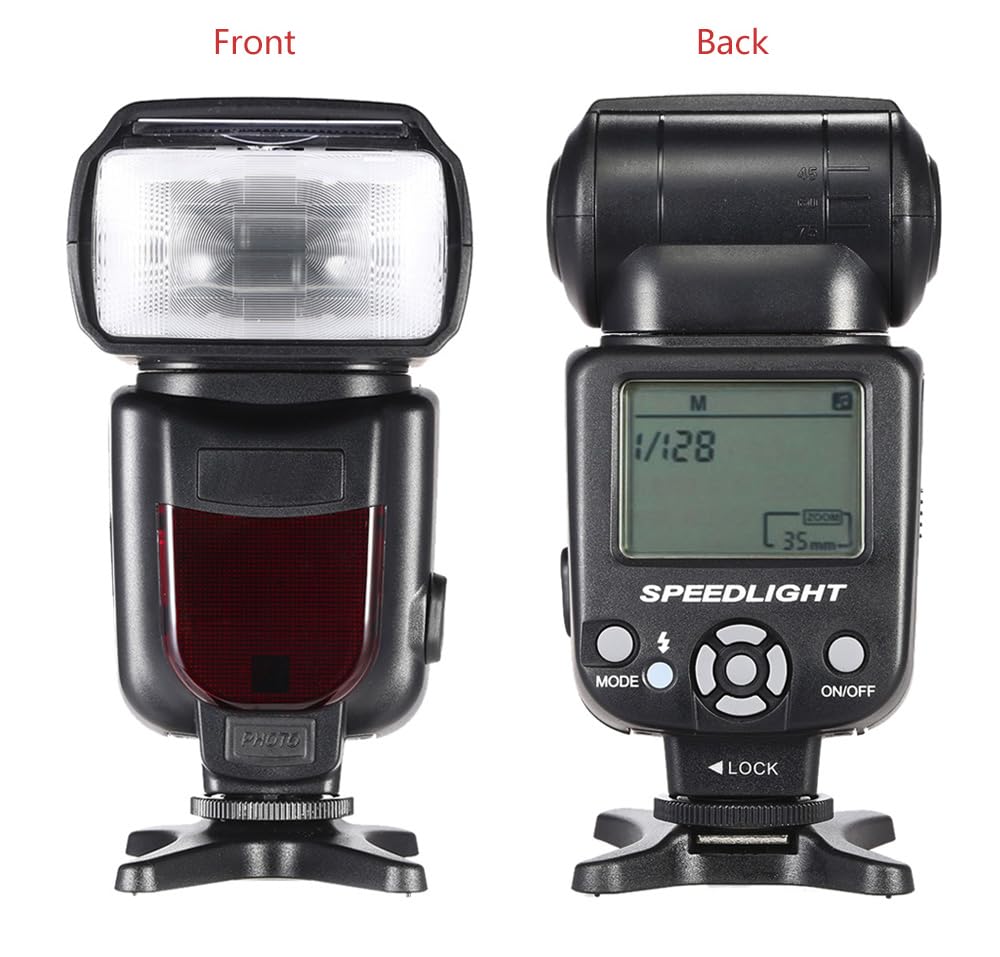 Digital Nc Speedlite Flash with LCD Display Compatible with Nikon, Canon, Sony, Panasonic, Leica, Fujifilm, Pentax & Olympus Cameras with Hot Shoe