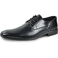 bravo! Men Dress Shoe King Classic Lace-up Oxford Plain or Cap Toe or Wingtip Leather Sock Medium and Wide Width Size from 6 to 18 Black Brown Cognac Blue Purple Red