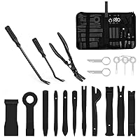GOOACC 19Pcs Trim Removal Tool Set Panel Fastener Clips Removal Automotive Plastic Upholstery Pliers Removal Install Removal Car Tool with Storage Bag for Trim Panel Audio Clip Pliers Terminal-Black