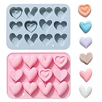 Valentine's Day Hearts Shape Series Chocolate Silicone Molds Non-stick Baking Candy Sugarcraft Mold for Cake Decoration Small Soap Clay Tool DIY Ice Cube Tray 24 Cavities (2 Pieces)