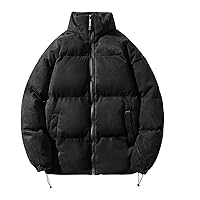 Puffer Jacket Men,Color Block Winter Jackets Lightweight Quilted Puffer Parka Coat Warm Padded Stand Collar Jacket