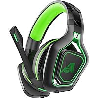 Gaming Headset for PC Mac Laptop Games,LED Light Headset Stereo 3.5 mm Wired Over Ear PS4 Gaming Headphone with Noise Cancelling Microphone (Black-Green)