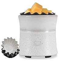 Ceramic Wax Warmer,Wax Melt Warmer，2 in 1 Smokeless and Flameless Electric Wax Warmer,Easy to Handle Candle Warmer for Essential Oil and Wax Cubes is Suitable for Home and Office Décor（White）…