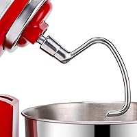 Stainless Steel Dough Hook for KitchenAid Tilt-head & 4.5-5 Qt Mixers, Dishwasher Safe, Polished Metal Kneading Attachment Replacement