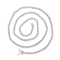 The Diamond Deal 10kt White Gold Mens Round Diamond 20-inch Tennis Chain Necklace 5 Cttw