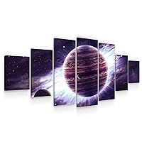 Startonight Huge Canvas Wall Art Purple Planet - Large Framed Set of 7 40