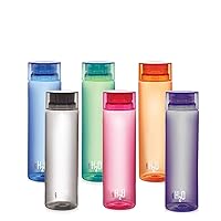 H2O Unbreakable Plastic Bottle Set, 1 Litre, Set of 6, Multicolour