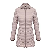 Women's Zipper Hooded Detachable Cotton-Padded Jacket Long Quilted Winter Coat Thicken Puffer Jacket