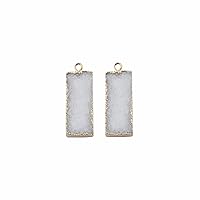 Gemstone Earrings Connector Custom Jewelry White Bar Shape Natural Agate Druzy Crystal Earring Making Components Pair