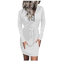 Women's Casual Dresses Fashion Sexy Hooded Sweater Dress Solid Color Slim Fit Hip Dress