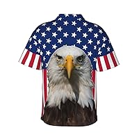 American Flag with Eagle Patriotic USA-Shirt Funny T Shirts Hawaii Floral Hawaiian Casual Short Sleeve Tees Unisex
