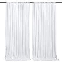White Backdrop Curtains 10ft x 10ft Chiffon Photo Drapes for Wedding Birthday Parties Baby Decorations 2 Panels 5ft x 10ft