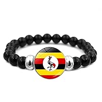 Uganda Flag Beaded Bracelet Women'S - Time Gem Creative Beaded Bracelet All-Match Flag Bracelet Hand Novelty Handma