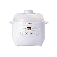TAYAMA 1 Qt. White Mini Ceramic Stew Cooker with Pre-Settings and Built-In Timer, Small