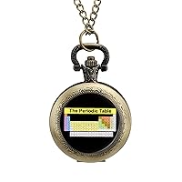 Periodic Table of Elements Vintage Pocket Watch Arabic Numerals Scale Quartz with Chain Christmas Birthday Gifts