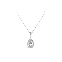 The Diamond Deal 18kt White Gold Womens Necklace Pear-shaped Cluster VS Diamond Pendant 0.81 Cttw (16 in, 2 in ext.)
