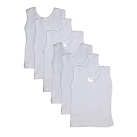 Baby White Rib Knit Sleeveless Tank Top Shirt 6 Pack - M