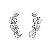 VONALA 925 Sterling Silver Ear Climber Earrings with Cubic Zirconia Jewellery for Women Girls