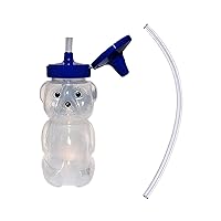 Honey Bear Straw Cup - Special Needs Assistive Sippy Cup Inspire Straw Drinking | Spill Proof & Leak Resistant Lid | Food Grade Baby Bottle | Help Teach Lip Rounding, Tongue Retraction - 5Oz