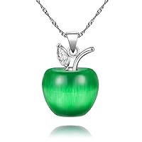 Uloveido Fashion Fruit Apple Shape Necklace for Women Platinum Plated 8 Colors CZ Crystal Apple-Shape Heart Pendant Necklace for Girls Anniversary Birthday Jewelry Gift Y1954