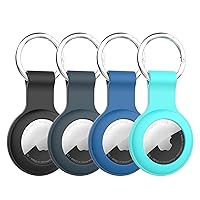 Compatible with AirTag Case Keychain Air Tag Case Holder Silicone AirTag Key Ring Cases Air Tags Key Chain Compatible with Apple AirTag GPS Item Finders Accessories 4 Pack