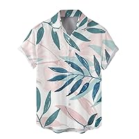 Men's Hawaiian Shirts Button Down Floral Printed Dress Shirts Short Sleeve Cotton Linen Summer Beach Bowling Shirt