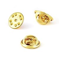 Pin Backs, Lapel Pin Backs, 50PCS Brass Metal Pin Backings for Brooch Tie Hat Badge Insignia, Gold