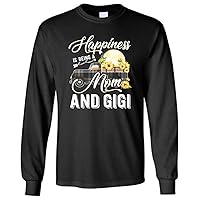 Sunflower Grandma Shirt Happiness is Being a Mom and Gigi T-Shirt Gift for Mothers Day Long Sleeve T-Shirt