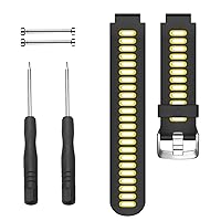 22MM Silicone Watchband Strap for Garmin Forerunner 220 230 235 620 630 735XT GPS Sports Watch Strap with Pins & Tools (Color : Black Yellow, Size : 22mm)