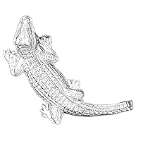 18K White Gold Alligator Pendant, Made in USA