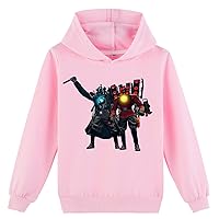 Toddler Skibidi Toilet Graphic Long Sleeve Sweatshirt with Hood,Comfy Pullover Tops Loose Hoodies for Boys Girls