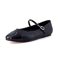 CUSHIONAIRE Women's Sweet Mary Jane Cap Toe Flat with +Memory Foam and Wide Widths Available