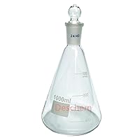 Glass Erlenmeyer Flask,Lab Conical Bottle with 24/40 Ground Joint Stopper