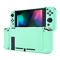 eXtremeRate PlayVital Back Cover for Nintendo Switch Console, NS Joycon Handheld Separable Protector Hard Shell, Soft Touch Dockable Protective Case for Nintendo Switch - Mint Green