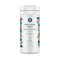 Bath & Body Wipes — Cucumber & Aloe — 30 Wipes — Use as Diaper Wipes, for Bath & to Freshen — Alcohol, Chlorine, & Rinse Free — No EDCs — Safer for Baby — Good for the Whole Family — Made in USA