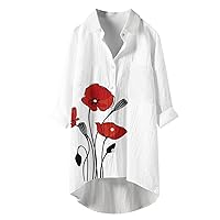 Womens Floral Graphic Loose Fit Long Tops Turtle Neck Rayon Blouse for Women Cardigan Fall Winter Shirt 2024