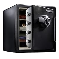 SentrySafe Fireproof and Waterproof Steel Home Safe with Dial Combination Lock,1.23 Cubic Feet, 17.8 x 16.3 x 19.3 x Inches, SFW123CU,Black
