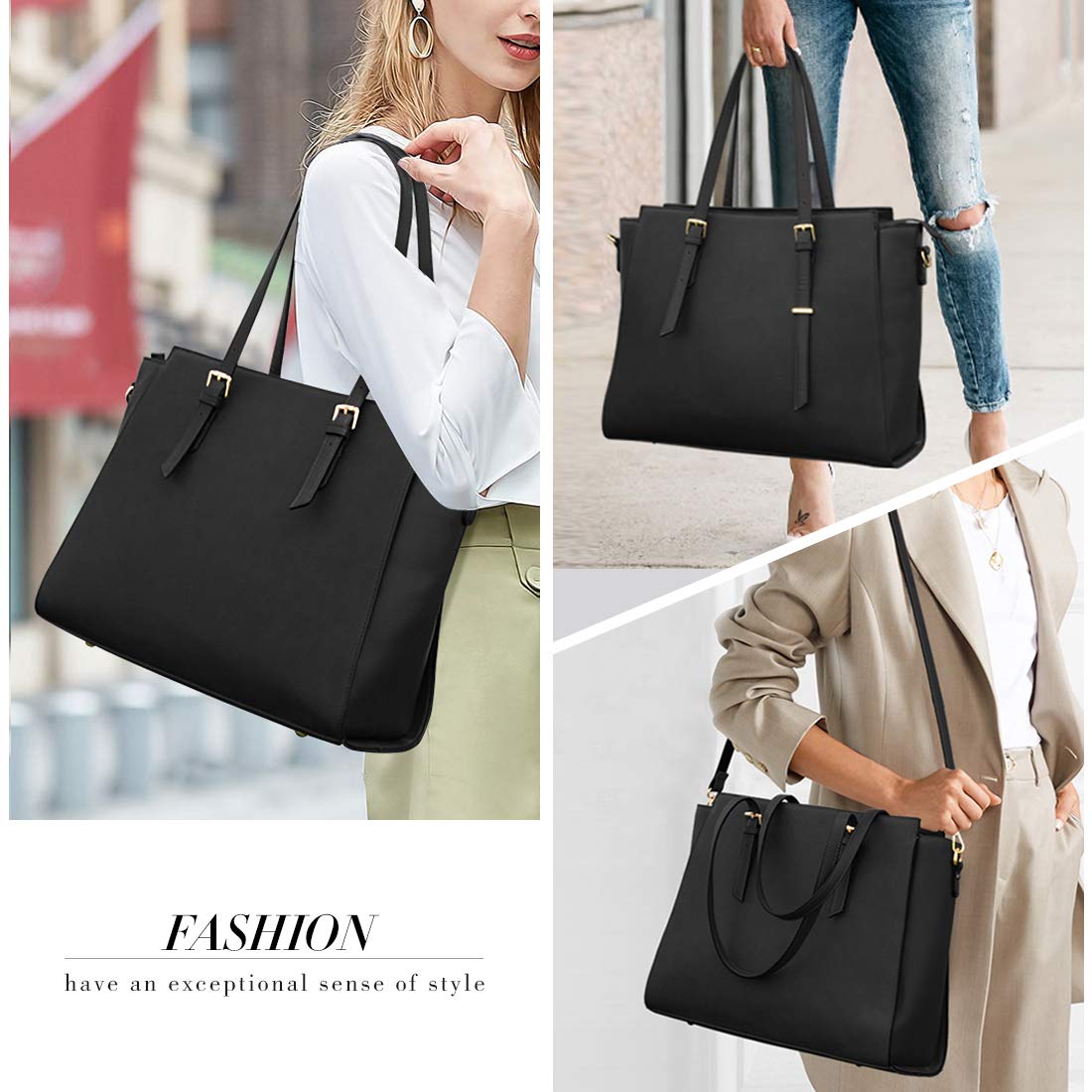 Mua NEWHEY Handbag Ladies Large Black Laptop Bag  Inch Elegant Leather  Shoulder Bag for Office Work School, Black trên Amazon Đức chính hãng 2023  | Giaonhan247