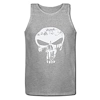 DreamFanta Men's Cotton Sports Skull Punisher Tank top S Grey