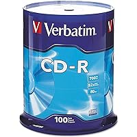 Verbatim CD-R Blank Discs 700MB 80 Minutes 52X Recordable Disc for Data and Music - 100pk Spindle Frustration Free Packaging,Blue