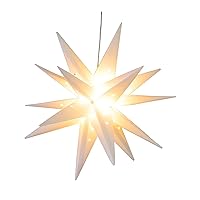 FUCHSUN Moravian Star Led Light with Timer Function Star Tree Topper 18 Inches Battery Powered Waterproof for Porch Room Indoor Outdoor Christmas Decoration Warm White Light