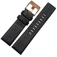 22mm 24mm 26mm 28mm 30mm Genuine Leather watchband for Diesel DZ7259 DZ7256 DZ7265 Watch Strap (Color : Black Rose Gold, Size : 32mm)