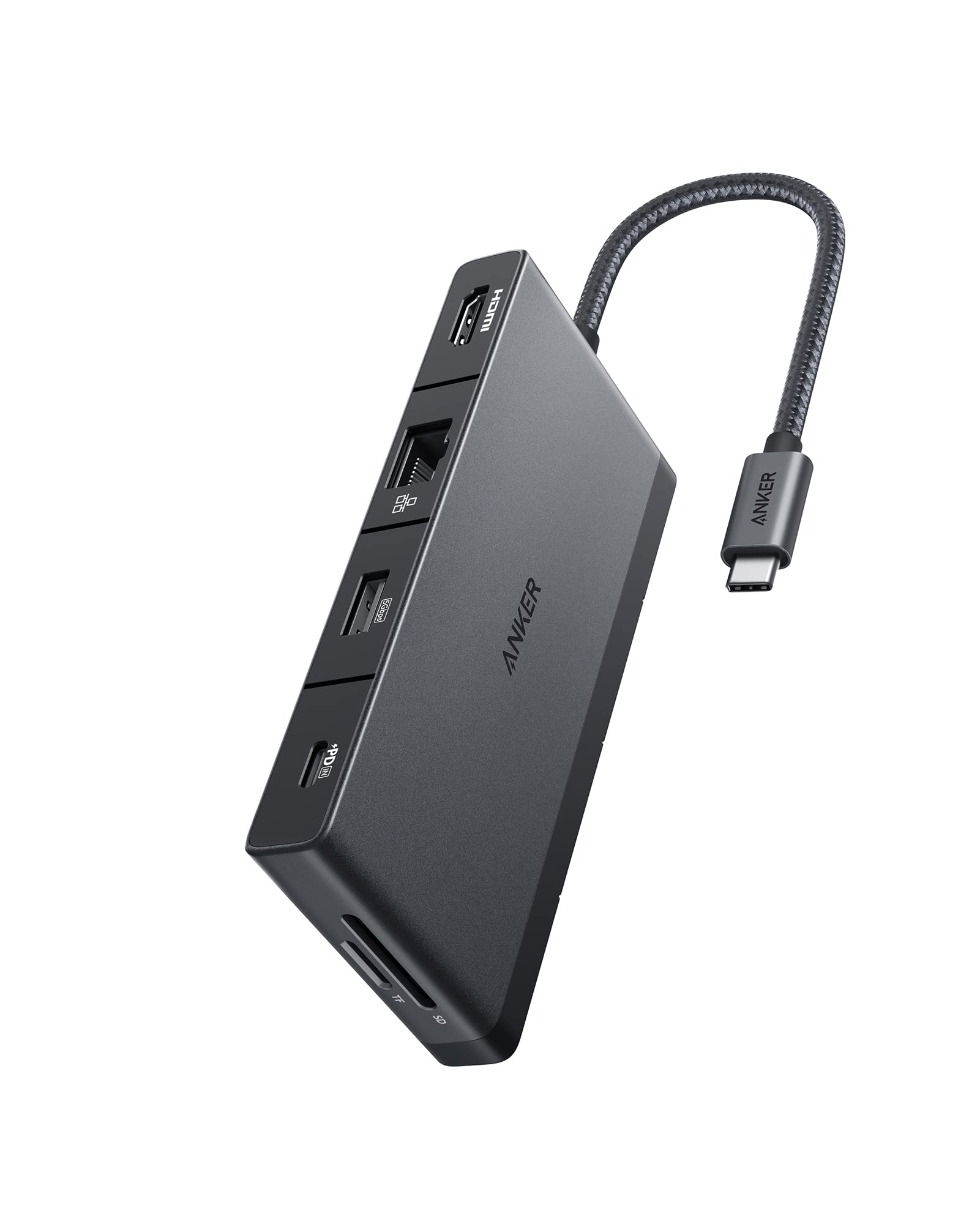 Anker USB C Hub, 552 USB-C Hub (9-in-1, 4K HDMI) with 100W Power Delivery, 4K@30Hz HDMI, 4 USB-C and USB-A Data Ports, Ethernet and SD/microSD Card Slot for MacBook, HP, Dell Laptops, and More