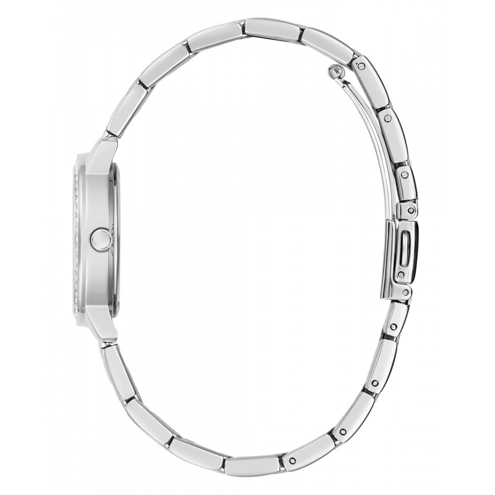 GUESS Ladies 28mm Watch - Silver Tone Bracelet Silver Tone Case White Dial