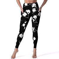 Sad Panda Soft Yoga Pants with Pockets High Waist Workout Leggings for Women Running