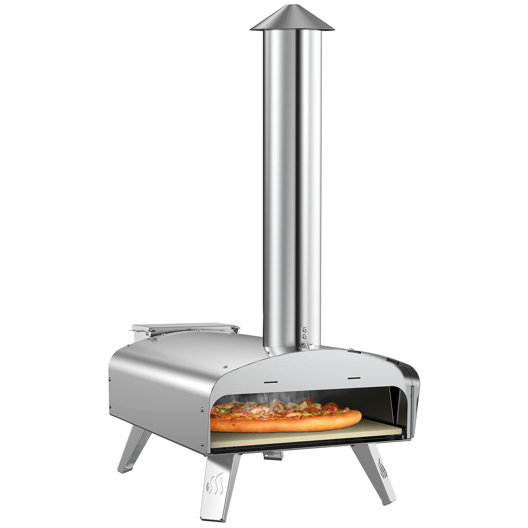 Mimiuo Outdoor Pizza Ovens Wood Pellet Pizza Oven Portable Stainless Steel Wood Fired Pizza Stove with 13