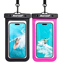 Hiearcool Waterproof Phone Pouch,Underwater Phone Cases Compatible for iPhone 15 14 13 12 Pro Max,Waterproof Dry Bag for Cruise Travel Essentials Phone Water Protector Pouch-Black&Bright Red-2Pack