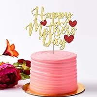 Glitter Mother's Day Cake Topper for Birthday Mother's Day Party Cake Decorations (Mother's Day, golden)