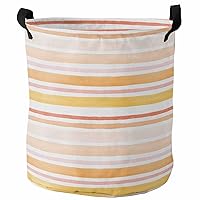 Yellow Orange Laundry Basket Hamper with Handles, Collapsible Laundry Basket Waterproof Cloth Laundry Hamper Easy Carry Storage Basket Modern Watercolor Stripes 13.8x17 In